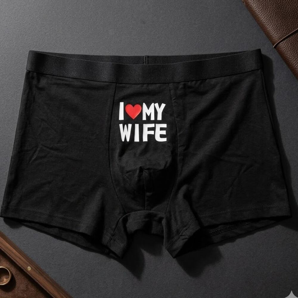NEW Funny "I Love My Wife" Men's Boxer Briefs Size Large Novelty Gag Gift Humor